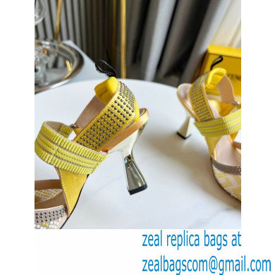 FENDI COLIBRÌ High-heel FF Beaded Slingbacks Yellow 2021 - Click Image to Close