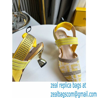 FENDI COLIBRÌ Medium-heel FF Beaded Slingbacks Yellow 2021