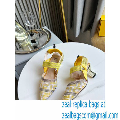 FENDI COLIBRÌ Medium-heel FF Beaded Slingbacks Yellow 2021