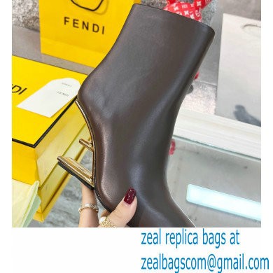 FENDI FIRST Leather High-heeled Boots Coffee 2021 - Click Image to Close