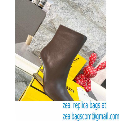 FENDI FIRST Leather High-heeled Boots Coffee 2021 - Click Image to Close