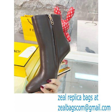 FENDI FIRST Leather High-heeled Boots Coffee 2021