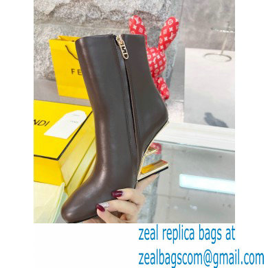 FENDI FIRST Leather High-heeled Boots Coffee 2021 - Click Image to Close