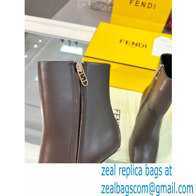 FENDI FIRST Leather High-heeled Boots Coffee 2021