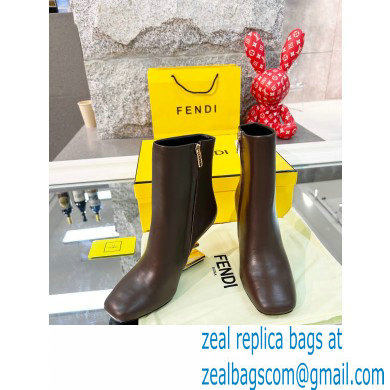 FENDI FIRST Leather High-heeled Boots Coffee 2021