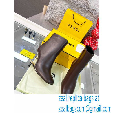 FENDI FIRST Leather High-heeled Boots Coffee 2021