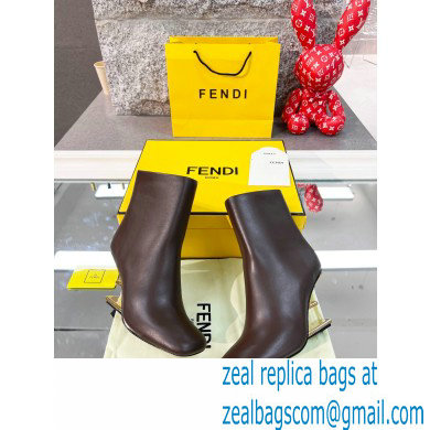 FENDI FIRST Leather High-heeled Boots Coffee 2021