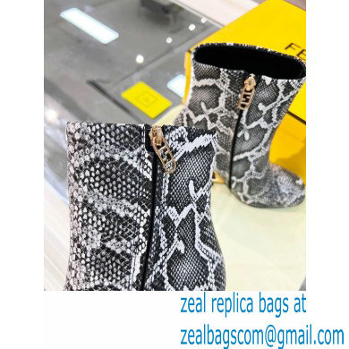 FENDI FIRST Leather High-heeled Boots Python Pattern Gray 2021 - Click Image to Close