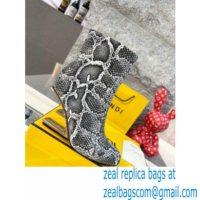 FENDI FIRST Leather High-heeled Boots Python Pattern Gray 2021