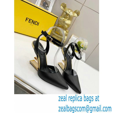 FENDI FIRST Leather High-heeled Sandals Black with Ankle Strap 2021 - Click Image to Close