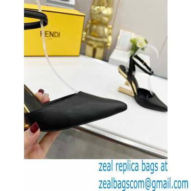 FENDI FIRST Leather High-heeled Sandals Black with Ankle Strap 2021 - Click Image to Close