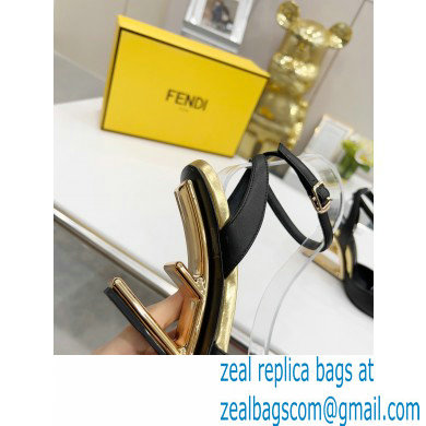 FENDI FIRST Leather High-heeled Sandals Black with Ankle Strap 2021