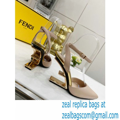 FENDI FIRST Leather High-heeled Sandals Nude with Ankle Strap 2021