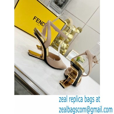 FENDI FIRST Leather High-heeled Sandals Nude with Ankle Strap 2021 - Click Image to Close