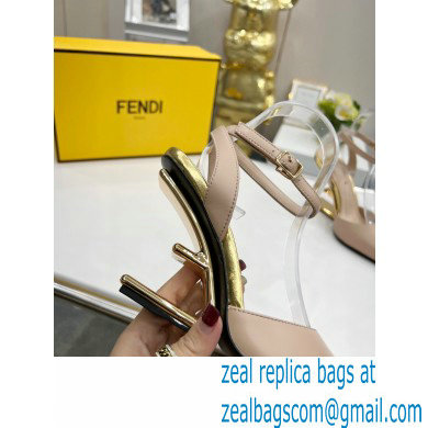 FENDI FIRST Leather High-heeled Sandals Nude with Ankle Strap 2021