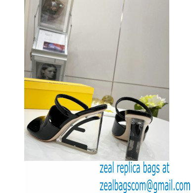 FENDI FIRST Patent Leather Clear High-heeled Sandals Black 2022 - Click Image to Close