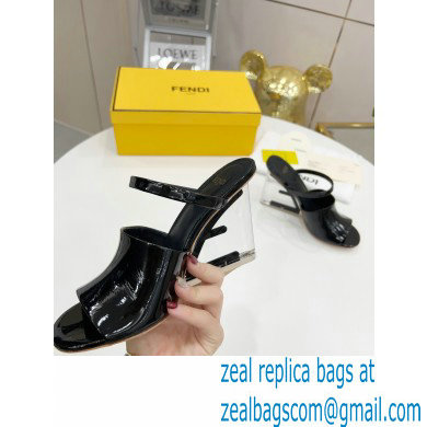 FENDI FIRST Patent Leather Clear High-heeled Sandals Black 2022