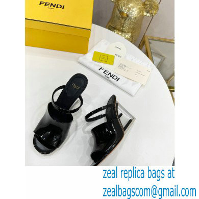 FENDI FIRST Patent Leather Clear High-heeled Sandals Black 2022 - Click Image to Close