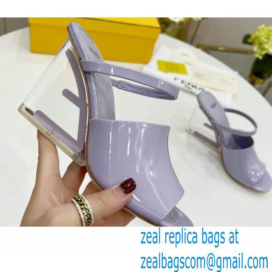 FENDI FIRST Patent Leather Clear High-heeled Sandals Lilac 2022 - Click Image to Close