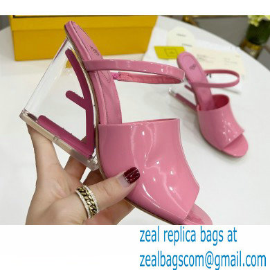 FENDI FIRST Patent Leather Clear High-heeled Sandals Pink 2022 - Click Image to Close