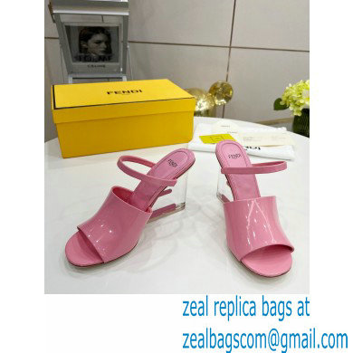 FENDI FIRST Patent Leather Clear High-heeled Sandals Pink 2022