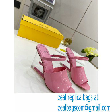 FENDI FIRST Patent Leather Clear High-heeled Sandals Pink 2022 - Click Image to Close