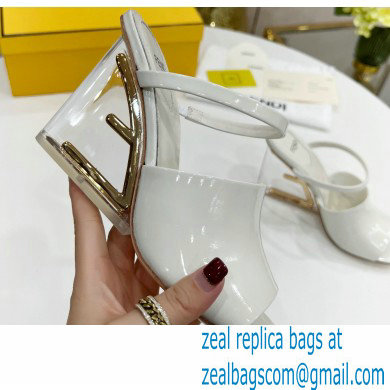 FENDI FIRST Patent Leather Clear High-heeled Sandals White 2022 - Click Image to Close