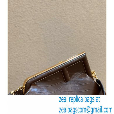 Fendi First Medium Crocodile Pattern Bag Coffee 2021 - Click Image to Close