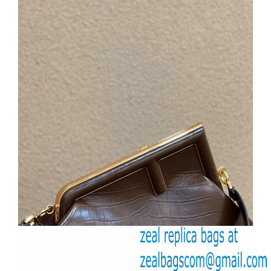 Fendi First Medium Crocodile Pattern Bag Coffee 2021