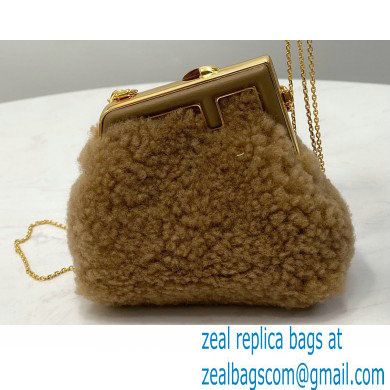 Fendi First NANO Sheepskin Bag Chram Apricot 2021