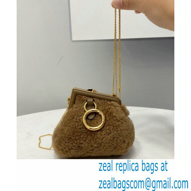 Fendi First NANO Sheepskin Bag Chram Apricot 2021 - Click Image to Close