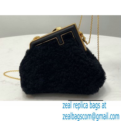 Fendi First NANO Sheepskin Bag Chram Black 2021 - Click Image to Close