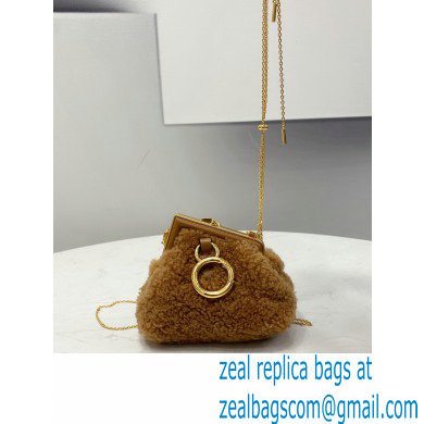 Fendi First NANO Sheepskin Bag Chram Brown 2021