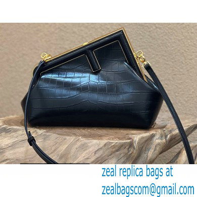 Fendi First Small Crocodile Pattern Bag Black 2021