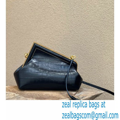Fendi First Small Crocodile Pattern Bag Black 2021