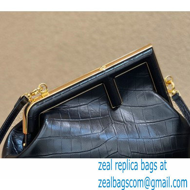 Fendi First Small Crocodile Pattern Bag Black 2021