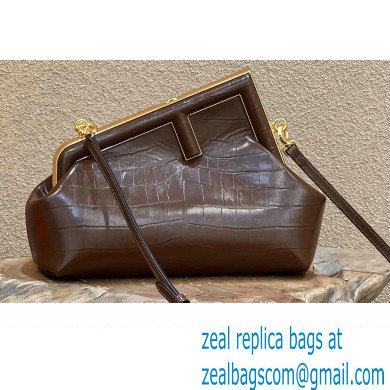 Fendi First Small Crocodile Pattern Bag Coffee 2021