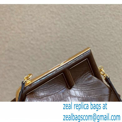 Fendi First Small Crocodile Pattern Bag Coffee 2021