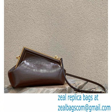 Fendi First Small Crocodile Pattern Bag Coffee 2021