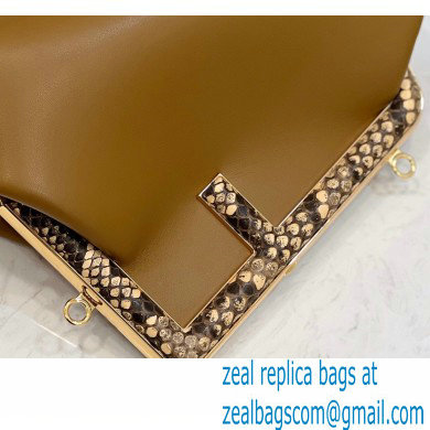 Fendi First Small Leather Bag Brown/Python Details 2021 - Click Image to Close