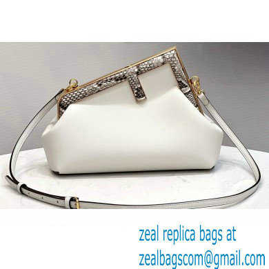 Fendi First Small Leather Bag White/Python Details 2021