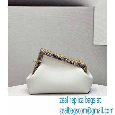 Fendi First Small Leather Bag White/Python Details 2021