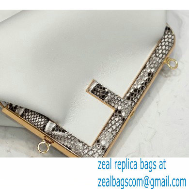 Fendi First Small Leather Bag White/Python Details 2021