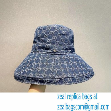 GUCCI Eco washed denim wide brim hat 2021 - Click Image to Close