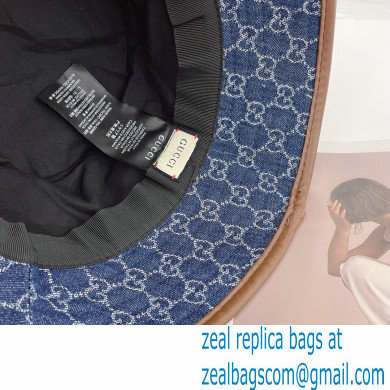 GUCCI GG CANVAS BUCKET HAT DENIM BLUE