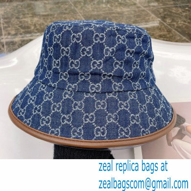 GUCCI GG CANVAS BUCKET HAT DENIM BLUE