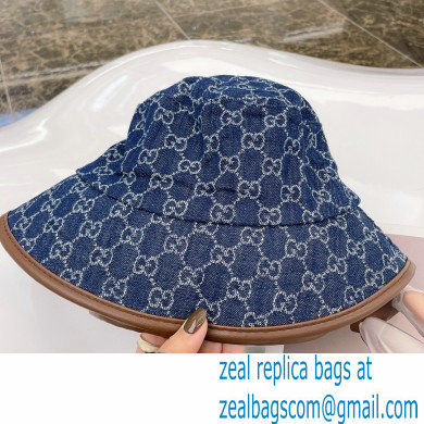 GUCCI GG CANVAS BUCKET HAT DENIM BLUE