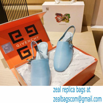 Givenchy Heel 3cm G Chain Slingback Flat Mules Light Blue 2021