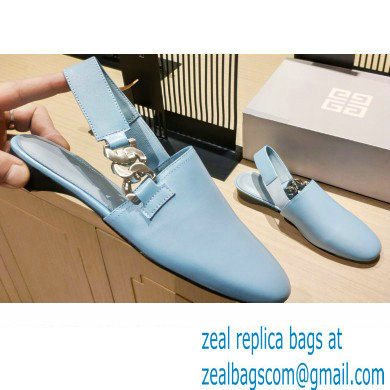 Givenchy Heel 3cm G Chain Slingback Flat Mules Light Blue 2021