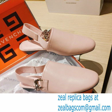 Givenchy Heel 3cm G Chain Slingback Flat Mules Light Pink 2021